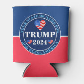 トランプ2024ハート愛国者大統領の物 缶クーラー (正面)
