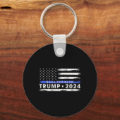 トランプ2024バック青い薄い青い線アメリカ人F キーホルダー (正面)