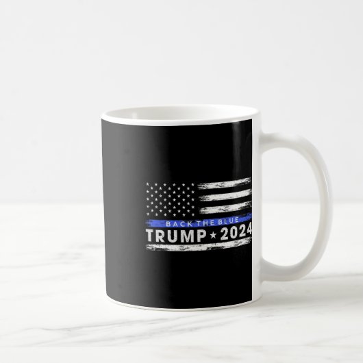 トランプ2024バック青い薄い青い線アメリカ人F コーヒーマグカップ (右)