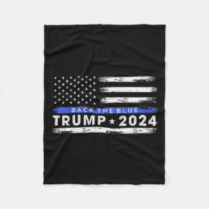 トランプ2024バック青い薄い青い線アメリカ人F フリースブランケット