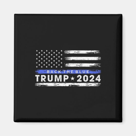 トランプ2024バック青い薄い青い線アメリカ人F マグネット (正面)
