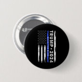 トランプ2024バック青い薄い青い線アメリカ人F 缶バッジ (正面&裏面)