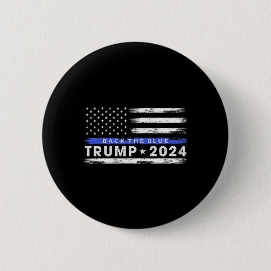 トランプ2024バック青い薄い青い線アメリカ人F 缶バッジ (正面)