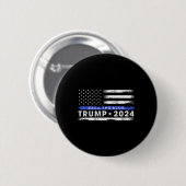 トランプ2024バック青い薄い青い線アメリカ人F 缶バッジ (正面&裏面)