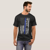 トランプ2024バック青い薄い青い線アメリカ人F Tシャツ (正面フル)