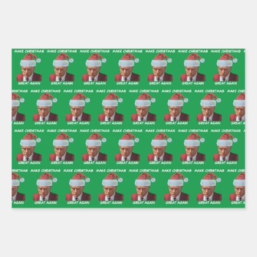 トランプ2024マグショット再びクリスマスを作素晴らしる ラッピングペーパーシート (正面)