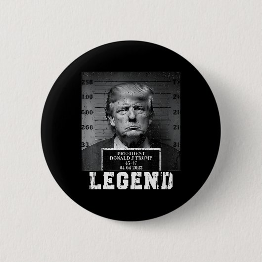 トランプ2024ムグショット大統領伝説 缶バッジ (正面)