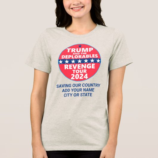 トランプ2024リベンジツアーデプラパーソナライズされたブル トライブレンドＴシャツ (正面)