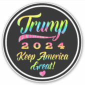 トランプ2024レインボー保絞り染めアメリカ素晴らし シール (正面)