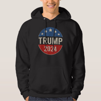 トランプ2024レトロキャンペーンボタン再プレシデン選ズ パーカ