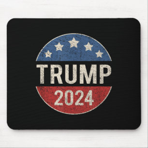トランプ2024レトロキャンペーンボタン再プレシデン選ズ マウスパッド