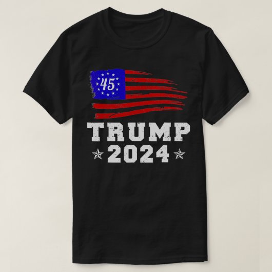 トランプ2024レトロキャンペーンボタン再プレシデン選ズ Tシャツ (デザイン正面)