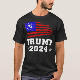 トランプ2024レトロキャンペーンボタン再プレシデン選ズ Tシャツ