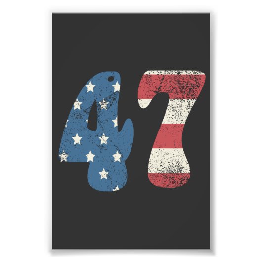 トランプ2024ヴィンテージ愛国的アメリカ国旗47 フォトプリント            (正面)