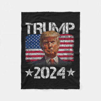 トランプ2024ヴィンテージ愛国的グラフィックサポーターT型 フリースブランケット