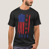 トランプ2024ヴィンテージ米国国旗の愛国心 Tシャツ (正面)
