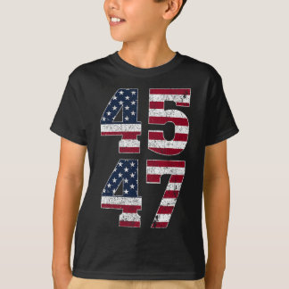 トランプ2024ヴィンテージ45 47米国国旗でスタンド Tシャツ