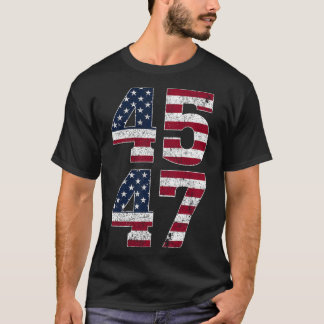 トランプ2024ヴィンテージ45 47米国国旗でスタンド Tシャツ