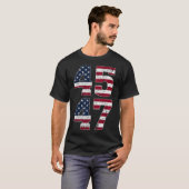 トランプ2024ヴィンテージ45 47米国国旗でスタンド Tシャツ (正面フル)