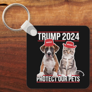 トランプ2024保護私たちのペット猫の犬MAGA キーホルダー