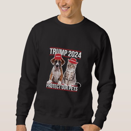 トランプ2024保護私たちのペット猫の犬MAGA スウェットシャツ (正面)