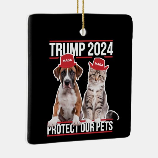 トランプ2024保護私たちのペット猫の犬MAGA セラミックオーナメント (右)