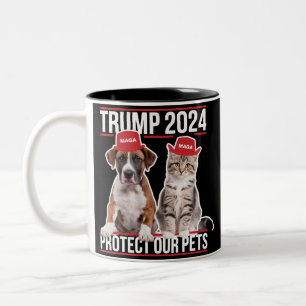 トランプ2024保護私たちのペット猫の犬MAGA ツートーンマグカップ