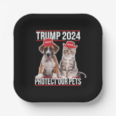 トランプ2024保護私たちのペット猫の犬MAGA ペーパープレート (正面)