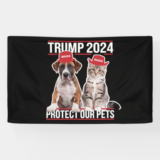 トランプ2024保護私たちのペット猫の犬MAGA 横断幕 (横)