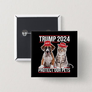 トランプ2024保護私たちのペット猫の犬MAGA 缶バッジ