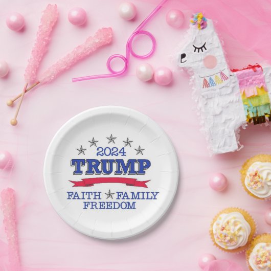 トランプ2024信仰家族の自由紙プレート ペーパープレート (パーティー)