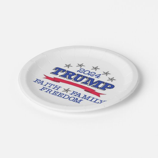 トランプ2024信仰家族の自由紙プレート ペーパープレート (アングル)