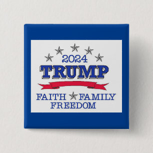 トランプ2024信仰家族の自由 缶バッジ