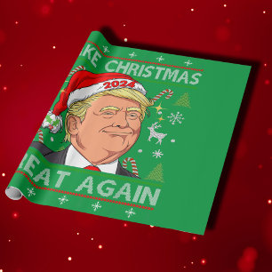 トランプ2024再おもしろい生緑のクリスマスを素晴らし作る ラッピングペーパー