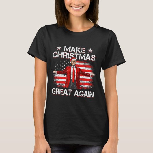 トランプ2024再びクリスマス素晴らしを作るおもしろいトランプ Tシャツ (正面)