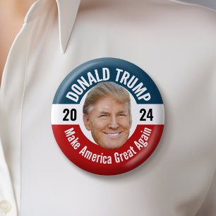 トランプ2024写真付き – 浮動ヘッドデザイン 缶バッジ
