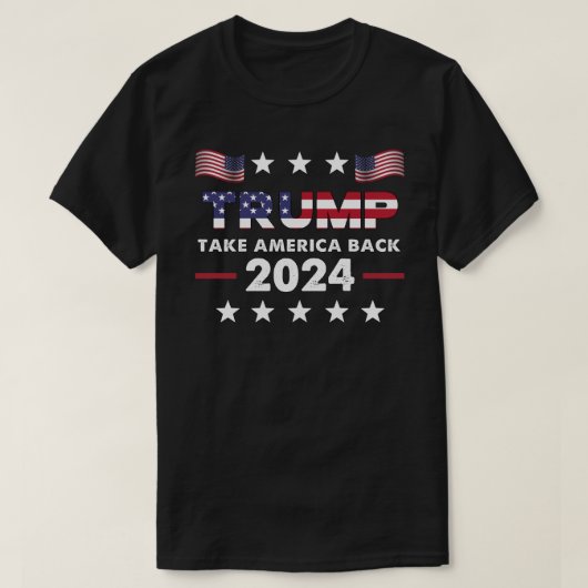 トランプ2024国旗でアメリカを連れ戻す – トランプ2024 Tシャツ (デザイン正面)