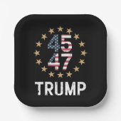 トランプ2024国旗をアメリカに戻すトランプ45 47 ペーパープレート (正面)