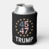 トランプ2024国旗をアメリカに戻すトランプ45 47 缶クーラー (缶正面)