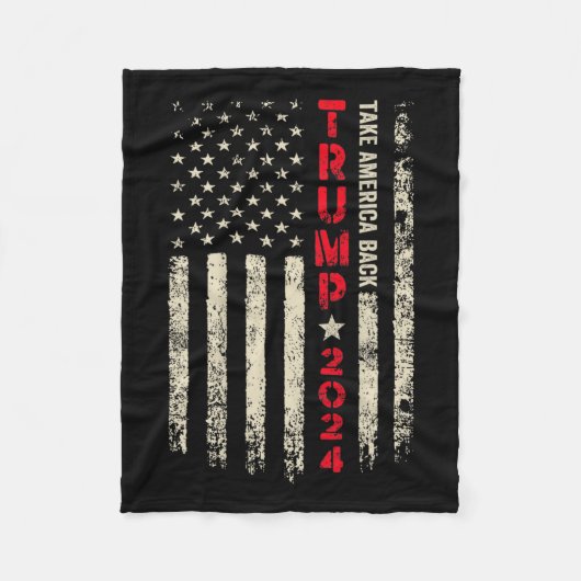 トランプ2024国旗Take America Byckトランプ国旗45 47 フリースブランケット (正面)