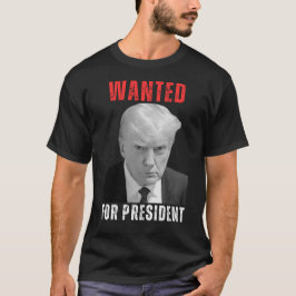 トランプ2024大統領府旗に指名手配 Tシャツ