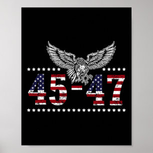 トランプ2024大統領45と47アメリカ国旗のトランプ ポスター