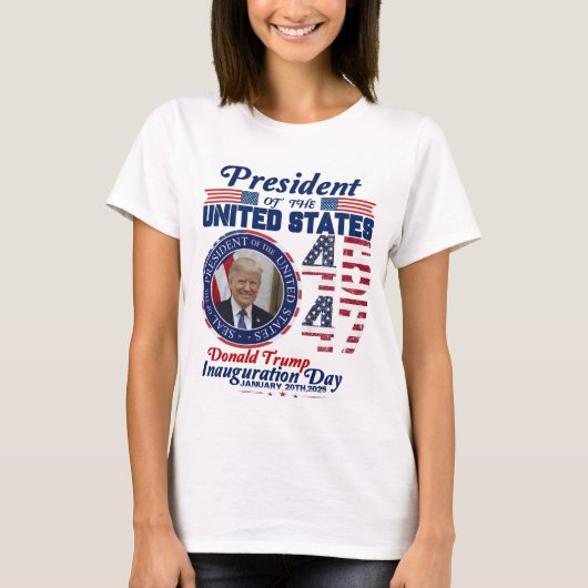トランプ2024大統領45と47アメリカ国旗トランプ Tシャツ (正面)