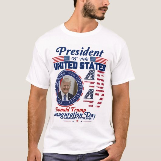 トランプ2024大統領45と47アメリカ国旗トランプ Tシャツ (正面)