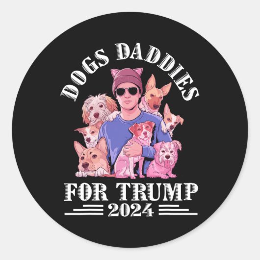 トランプ2024子供のない犬の女性投票のための犬の追加 ラウンドシール (正面)