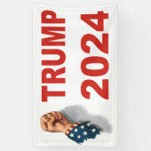 トランプ2024射撃、 発砲USA拳 横断幕 (縦)