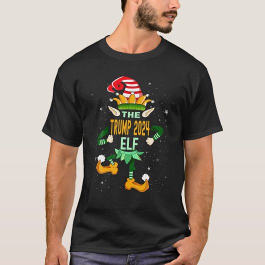 トランプ2024小妖精や小人クリスマスファミリーマッチングコーディネートXm Tシャツ (正面)