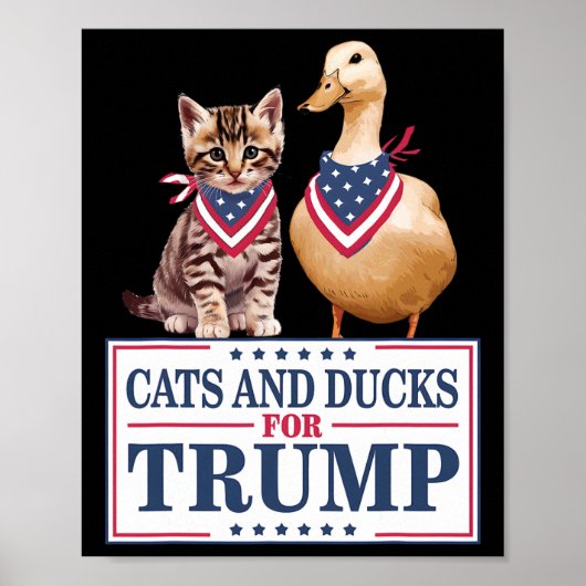 トランプ2024年の猫とアヒル 子猫とアヒルがいる ポスター (正面)
