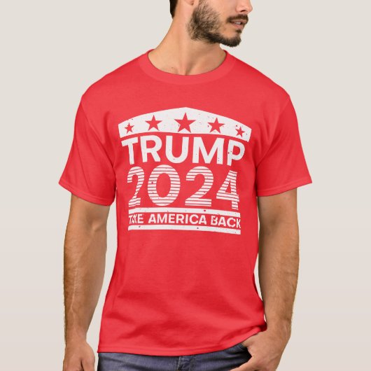 トランプ2024年米国国旗トランプ2024 Tシャツ (正面)
