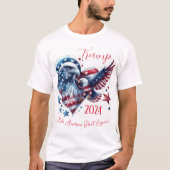 トランプ2024愛国的イーグルとハート Tシャツ (正面)